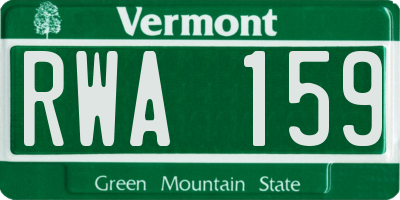 VT license plate RWA159