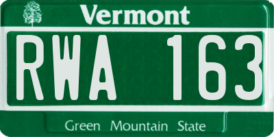 VT license plate RWA163