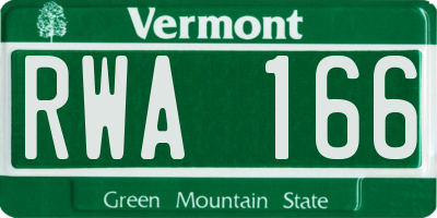 VT license plate RWA166