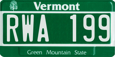 VT license plate RWA199