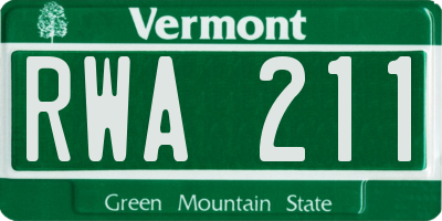 VT license plate RWA211