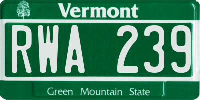VT license plate RWA239