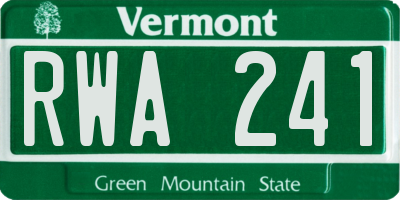 VT license plate RWA241