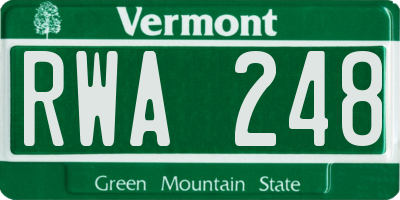 VT license plate RWA248