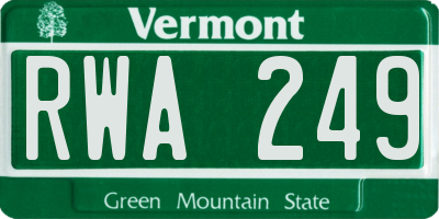 VT license plate RWA249