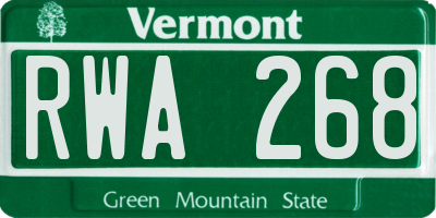VT license plate RWA268