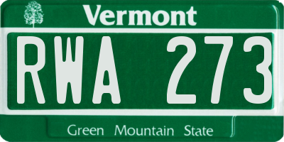 VT license plate RWA273