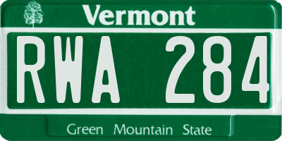 VT license plate RWA284
