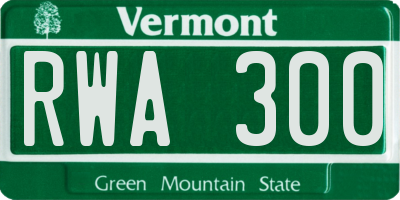 VT license plate RWA300