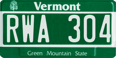 VT license plate RWA304