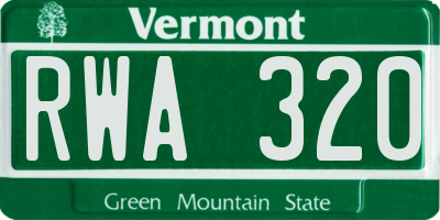 VT license plate RWA320