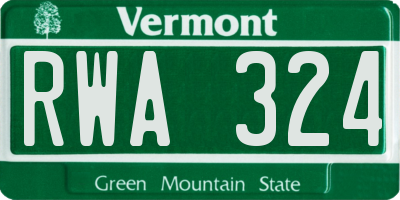 VT license plate RWA324