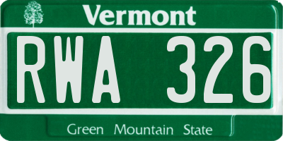 VT license plate RWA326