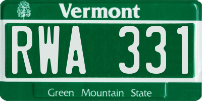 VT license plate RWA331