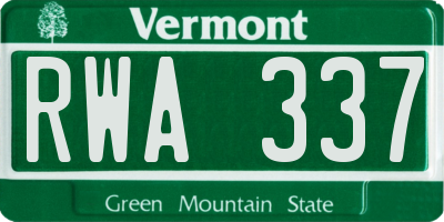 VT license plate RWA337