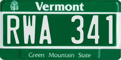 VT license plate RWA341