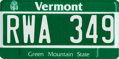 VT license plate RWA349