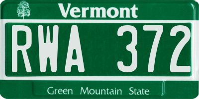VT license plate RWA372
