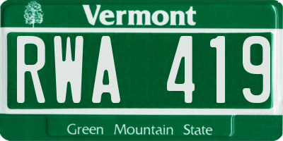 VT license plate RWA419
