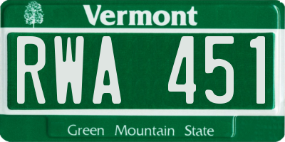 VT license plate RWA451