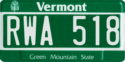 VT license plate RWA518