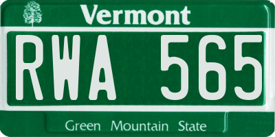 VT license plate RWA565