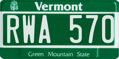 VT license plate RWA570