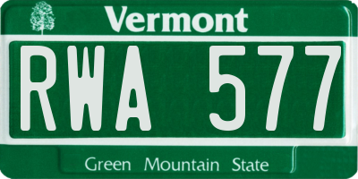 VT license plate RWA577