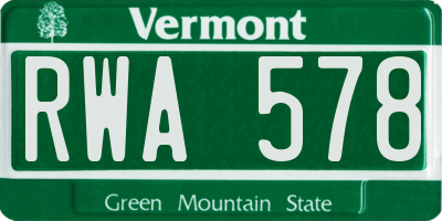 VT license plate RWA578