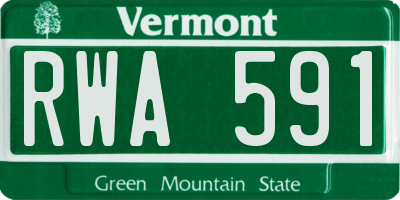 VT license plate RWA591