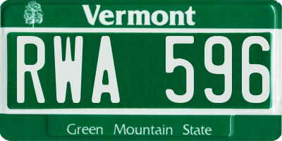 VT license plate RWA596