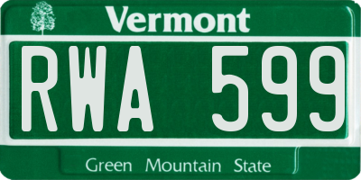 VT license plate RWA599