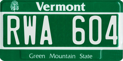 VT license plate RWA604