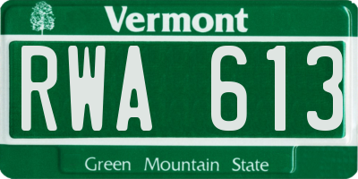 VT license plate RWA613