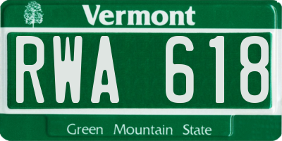 VT license plate RWA618