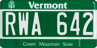 VT license plate RWA642
