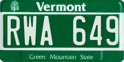 VT license plate RWA649