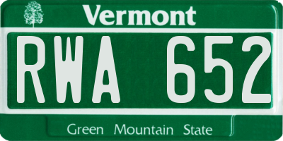 VT license plate RWA652