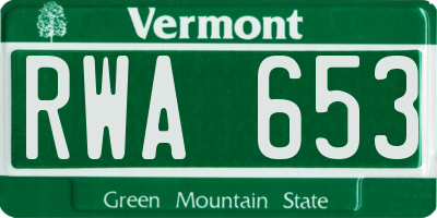 VT license plate RWA653