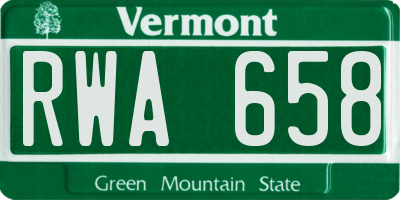 VT license plate RWA658