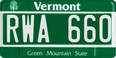 VT license plate RWA660