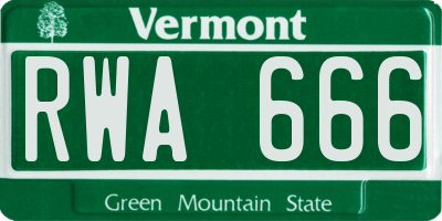 VT license plate RWA666