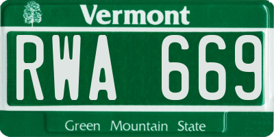 VT license plate RWA669