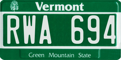VT license plate RWA694
