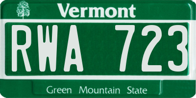 VT license plate RWA723