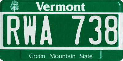 VT license plate RWA738