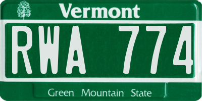 VT license plate RWA774