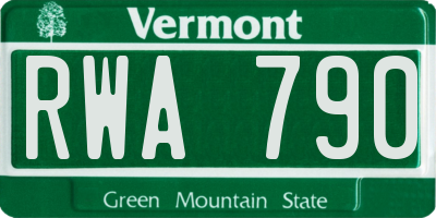 VT license plate RWA790