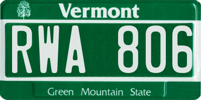 VT license plate RWA806