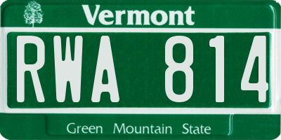 VT license plate RWA814